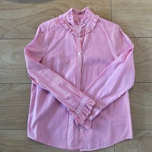 J. Crew Ruffled Striped Button Down